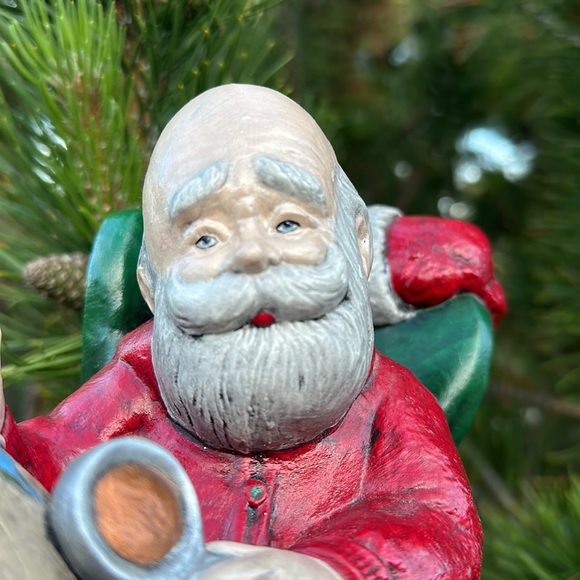 Vintage Ceramic Santa Checking His Route 1992 - Picture 12 of 16